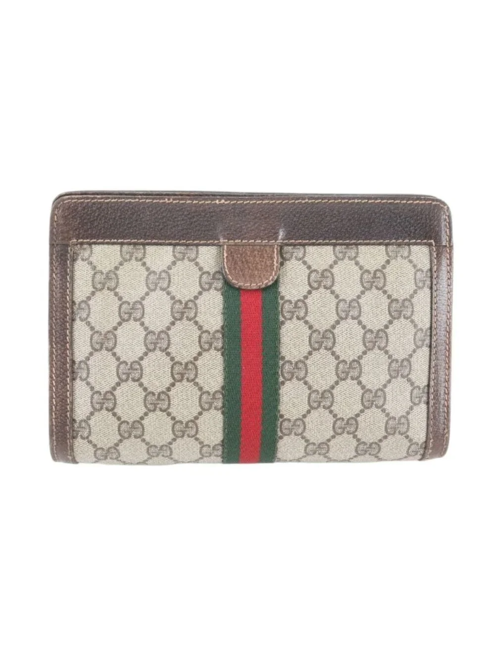 Gucci GG Supreme Sherry Line Leather Clutch Pouch Business